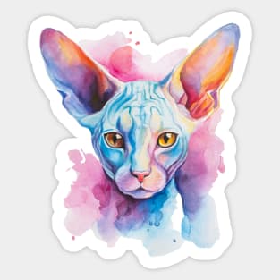 watercolor Cornish Rex Cat Sticker